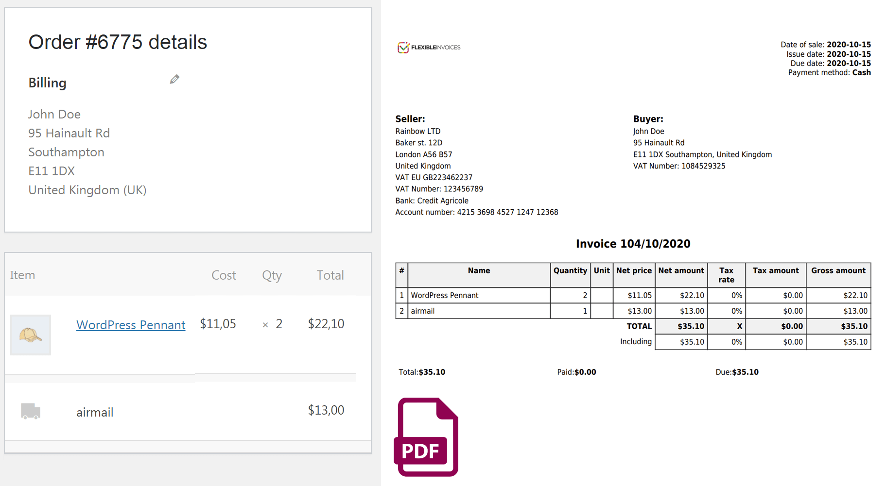 Flexible Invoices Woocommerce Invoice