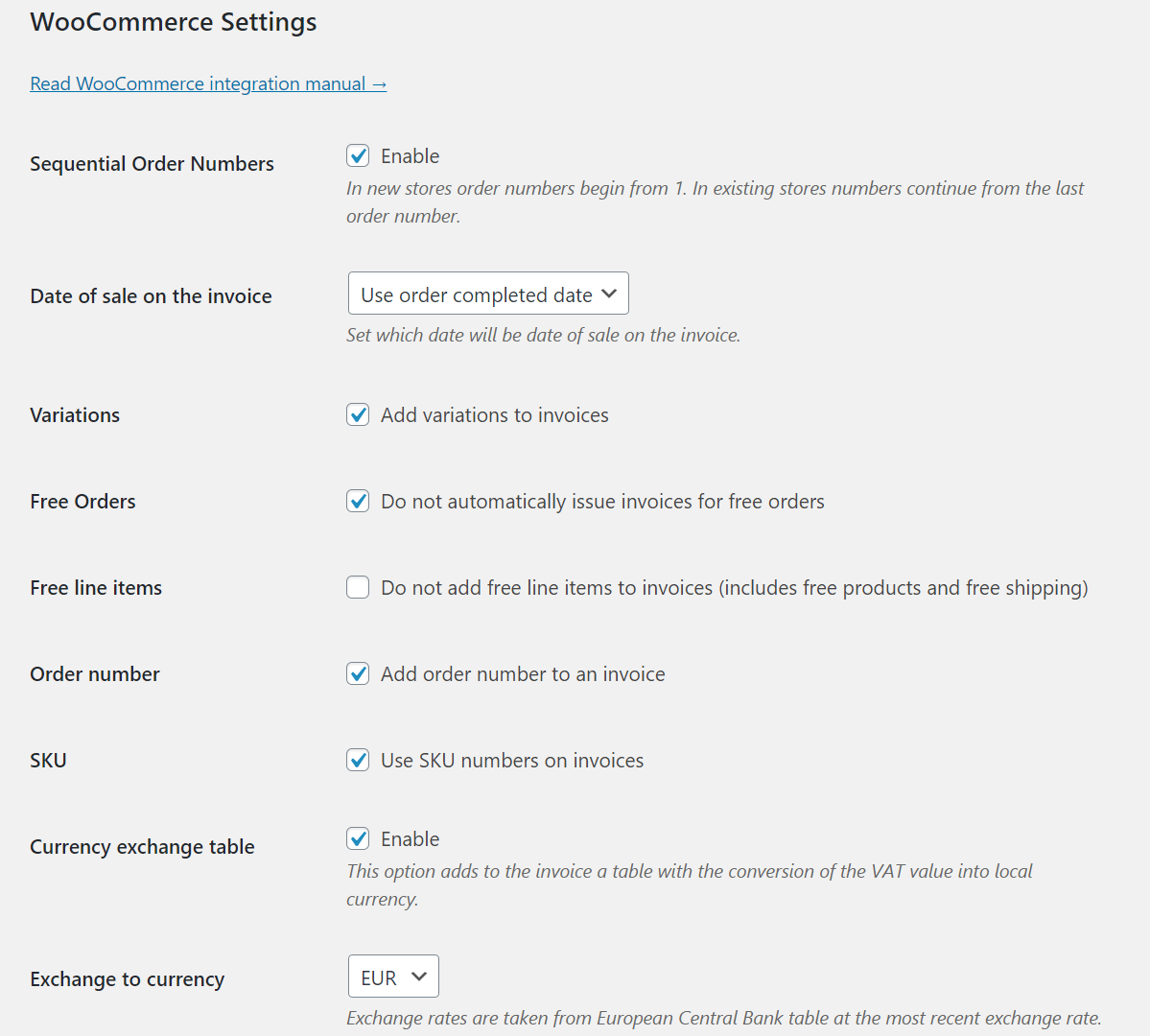 Flexible Invoices Woocommerce Main Settings