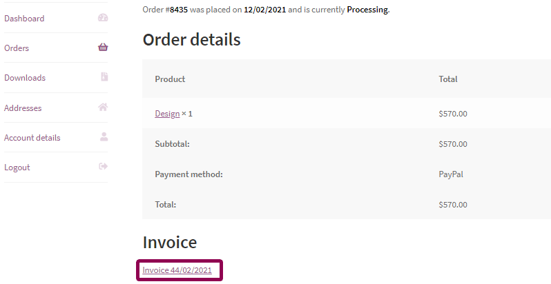 The Customer Can Download The Invoice From My Account