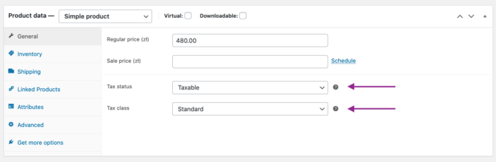 WooCommerce Product Tax Settings