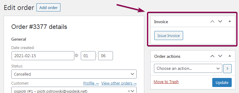 Flexible Invoices Issue Order Page