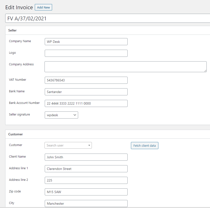 Add product to invoice In Woocommerce