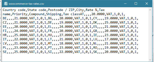 Woocommerce Vat Tax Rates File Preview