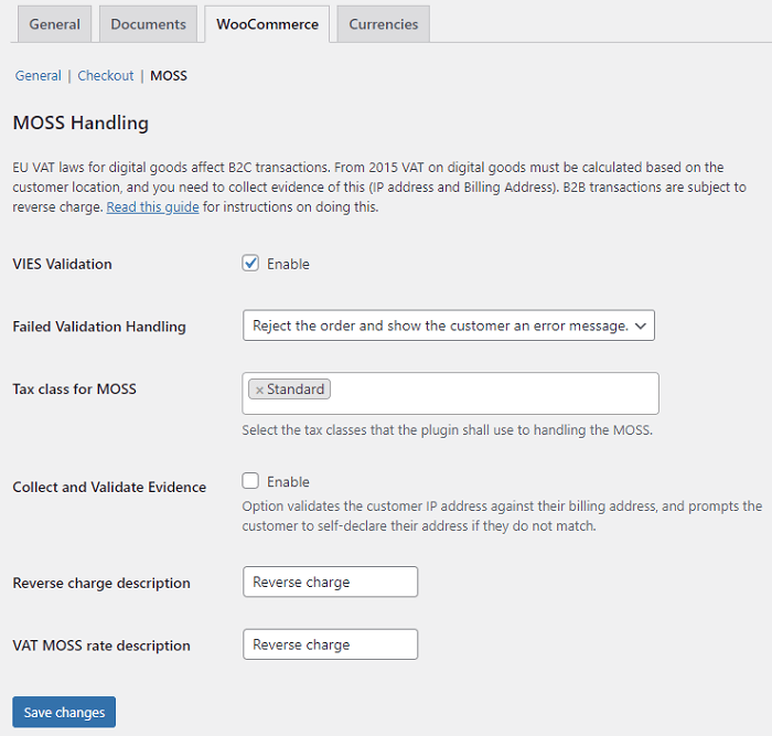 Flexible Invoices Woocommerce OSS MOSS Handling