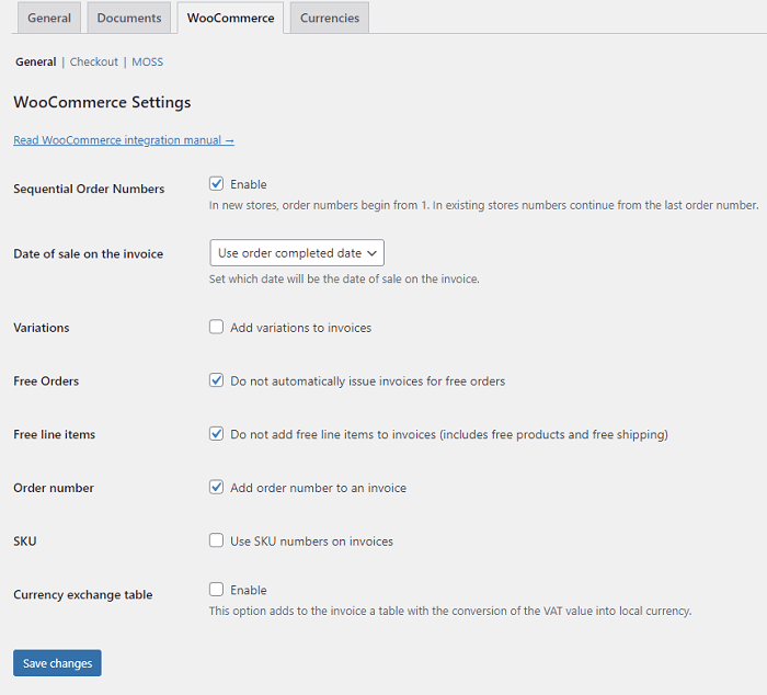 Flexible Invoices Woocommerce Main Settings