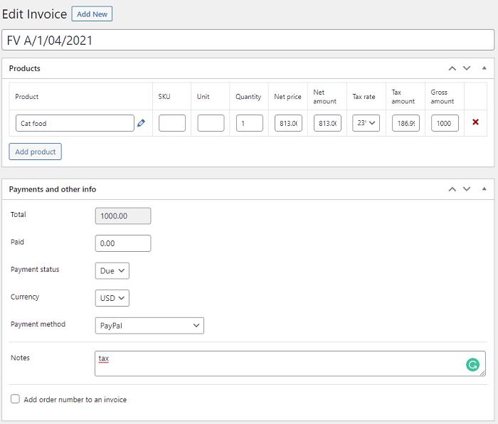 Flexible Invoices Woocommerce WordPress Products Payments Invoice