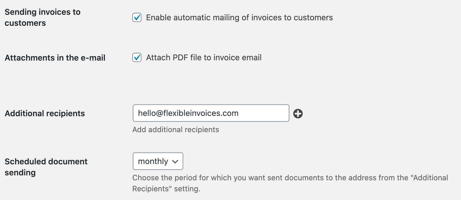 Flexible Invoices Advanced Sending