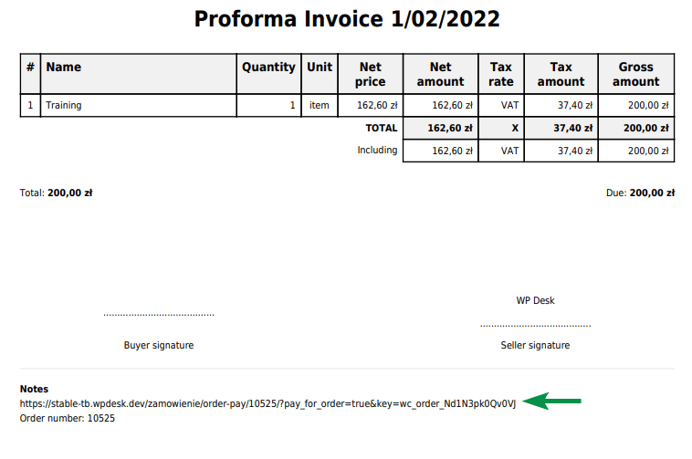 Payment Link In The Notes