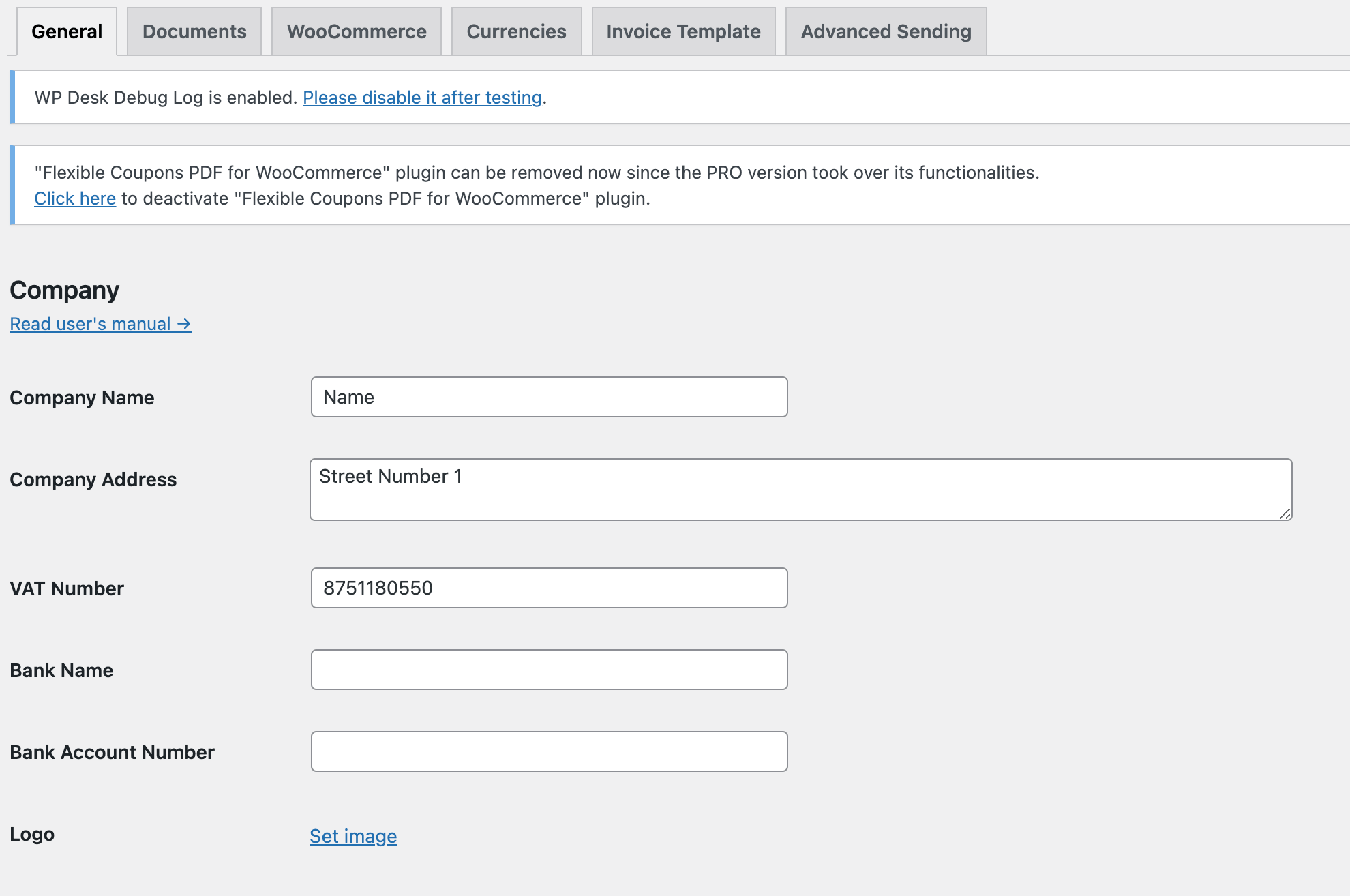 General Setting in Flexible Invoices Pro