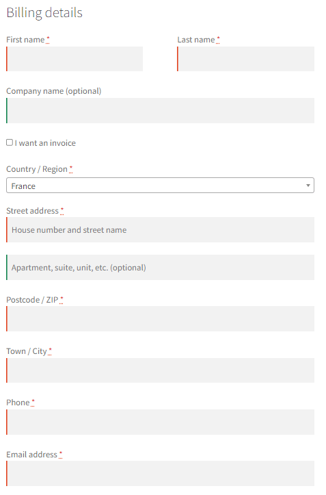 Woocommerce Checkout Billing Fields Customer Address