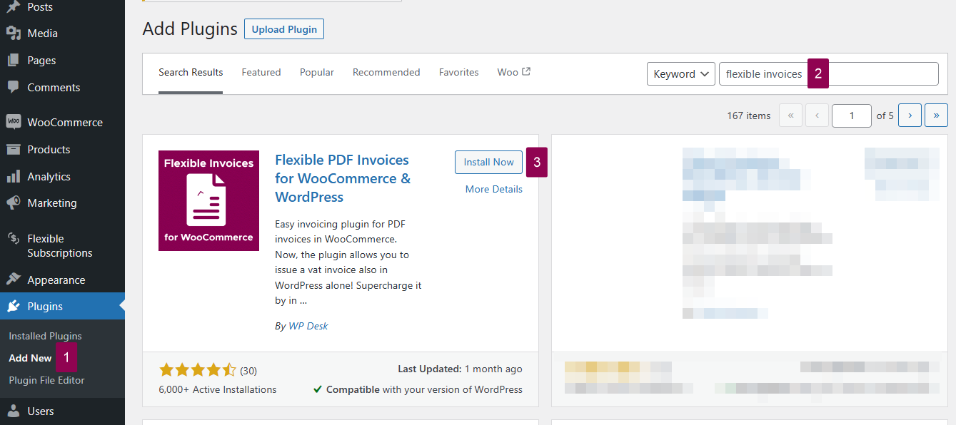 Installing Flexible Invoices - a free invoice plugin for WordPress and WooCommerce