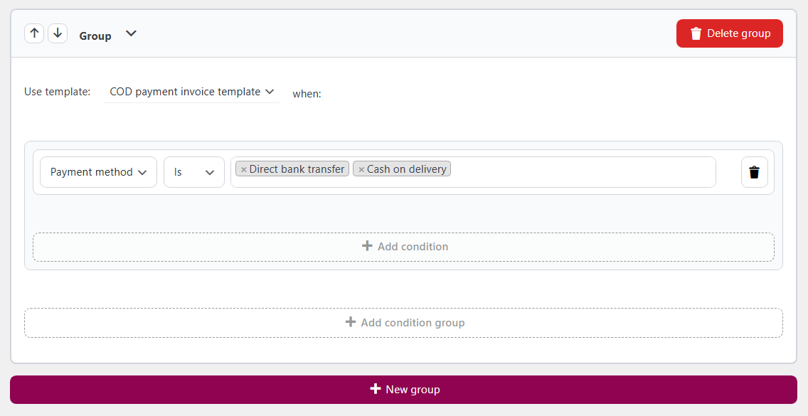 Different invoice templates based on payment method in WooCommerce
