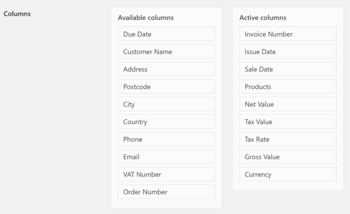 Flexible Invoices Advanced Reports Columns