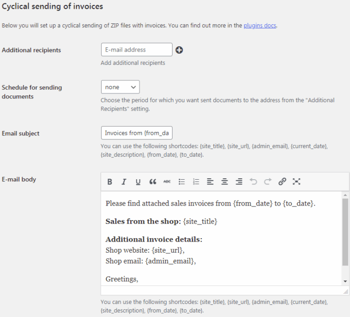 Flexible Invoices Advanced Sending Cyclical Invoices