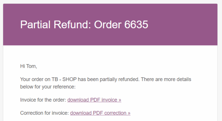 Flexible Invoices Woocommerce Partial Refund Correction Email