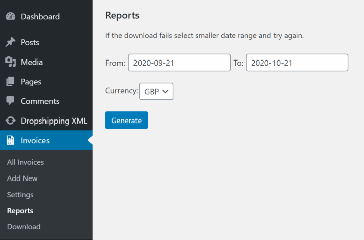 Flexible Invoices Woocommerce Wordpress Reports
