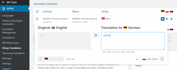 Flexible Invoices Woocommerce Wordpress Wpml String Translation