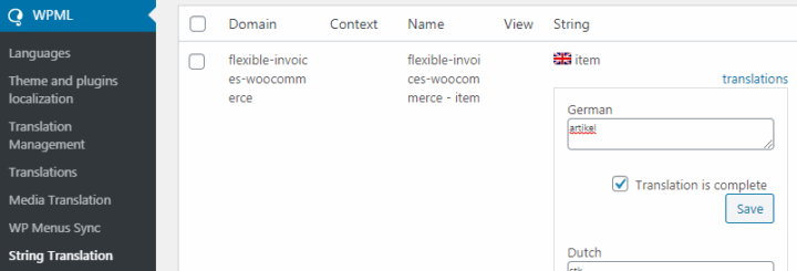 Invoices Wpml String Translation