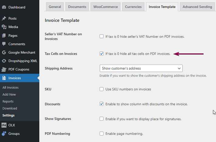Woocommerce Hide Tax Cells On Invoice