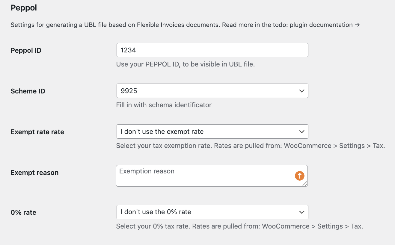 Faktury WooCommerce - PEPPOL